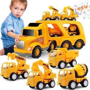 Construction Truck Toddler Toys Car:Toys for 2 3 4 Year Old Boy 5in1 CarrierToys